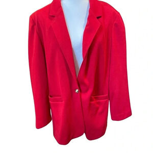 Vintage  Alfred Dunner Cranberry Red Single Button Two Pocket Blazer 14 GUC